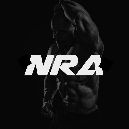 Bodybuilding logo with the title 'Bold Typographic Logo For a Brand Called NRA (Design Available For Sale)'