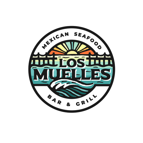 Mexican restaurant logo with the title 'Los Muelles'