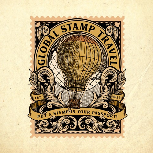 Vintage design with the title 'Global Stamp Travel'