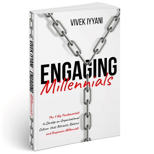 Black and white book cover with the title 'Book cover design for Engaging Millennials'