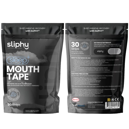 Packet packaging with the title 'Mouth Tape Packet Design'