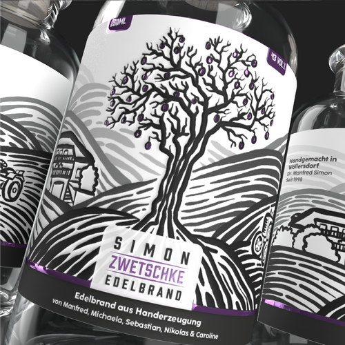 Alcohol label with the title 'Label for fine brandy'