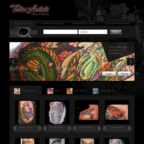 Directory design with the title 'Website design for "Premium" Artist Directory (our 2.5 million FB fans will thank you)'