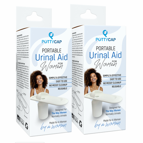 Women packaging with the title 'New innovative hands-free female urinal to hit the market for women'