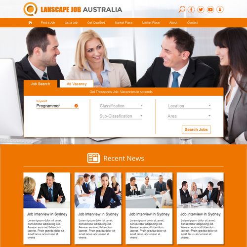 Australia website with the title 'Landscape Job Australia'