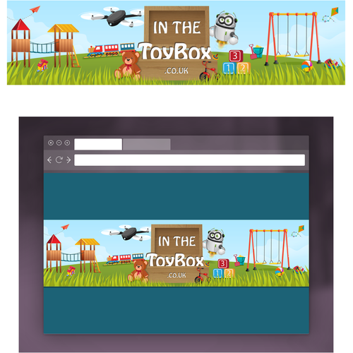 Toy artwork with the title 'Toys Website Header'
