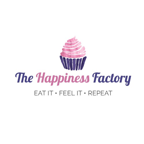 Cupcake logo with the title 'Happiness factory logo'
