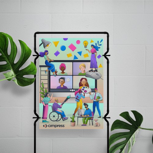 Social networking design with the title 'CIMPRESS Social Report Illustration '