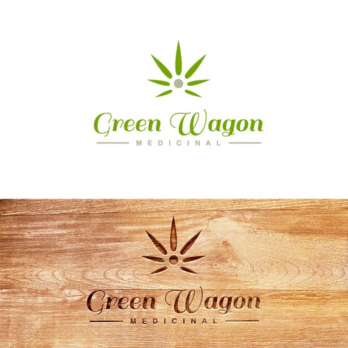 Cannabis leaf logo with the title 'Logo concept for medicinal cannabis store'