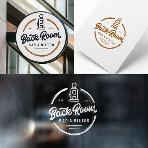 Hand-lettered logo with the title 'Hand Lettering Logo or BACK ROOM Bar and Grill'