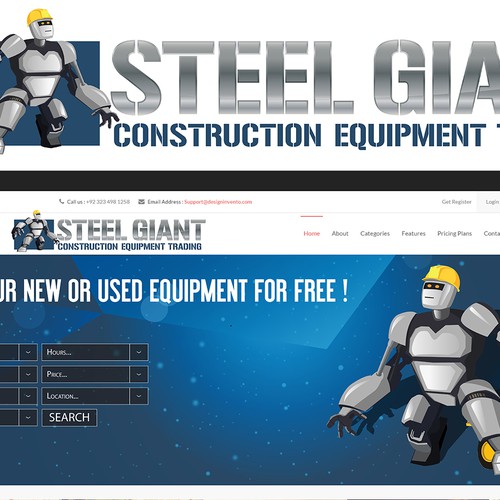 Robotics design with the title 'Robot logo/mascot needed for construction equipment trader website.'