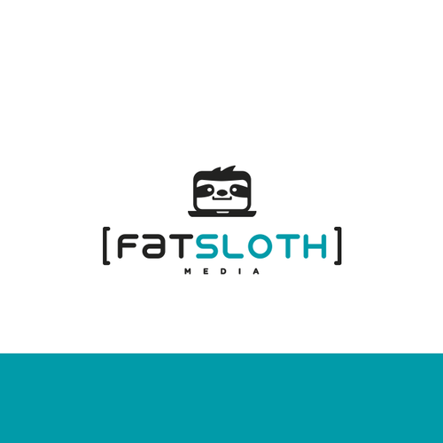 Laptop logo with the title 'fat sloth media'