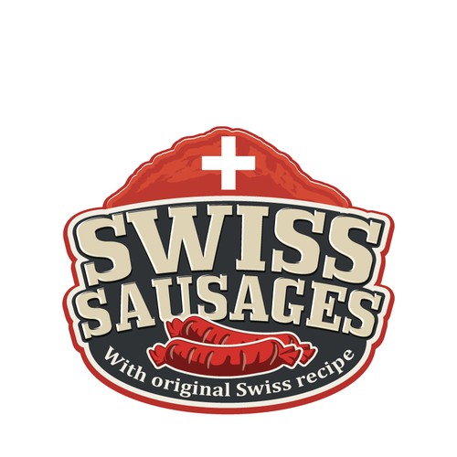 Sausage logo with the title 'Swiss Sausages abroad need your LOGO'