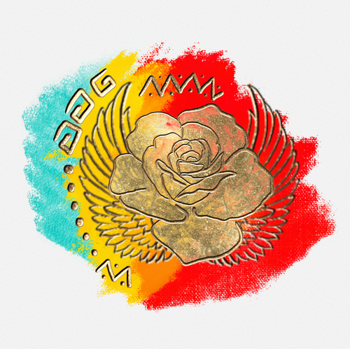 Greek design with the title 'T shirt with gold elements'