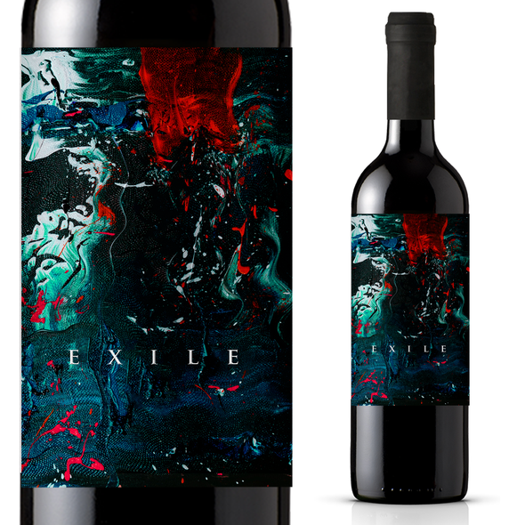 Red wine label with the title 'Wine label'