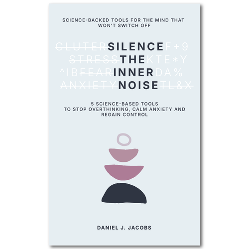 Science book cover with the title 'Book Cover Design: Silence the Inner Noise – A Science-Based Guide to Stop Overthinking'