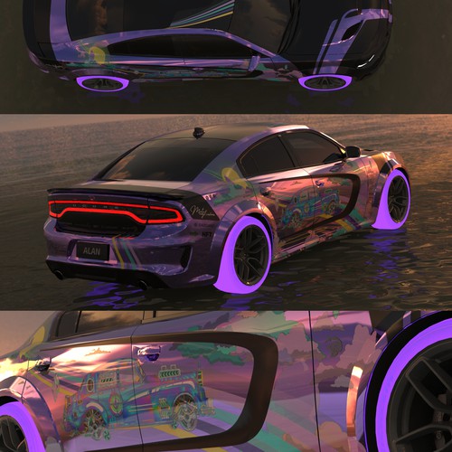 Holographic design with the title 'Car wrap - Meta Vinyl Customs'