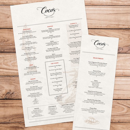 Dessert design with the title 'Steakhouse Menu'