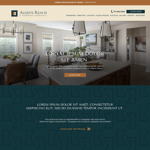 Homepage website with the title 'homepage design for a residential real estate project'