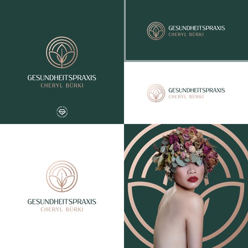 Holistic design with the title 'GESUNDHEITSPRAXIS CHERYL '