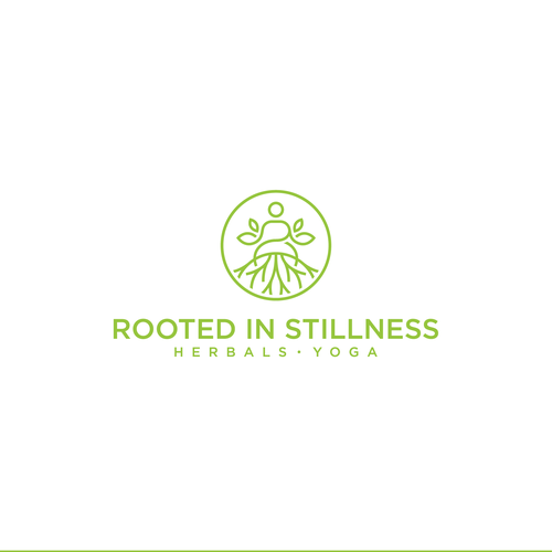Yoga studio design with the title 'Rooted in Stillness'
