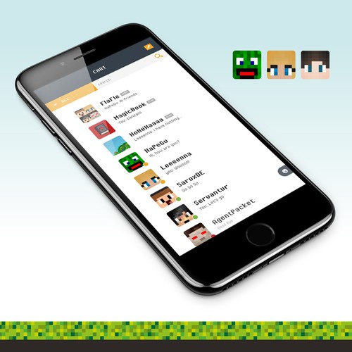 Minecraft design with the title 'Minecraft Chat App'