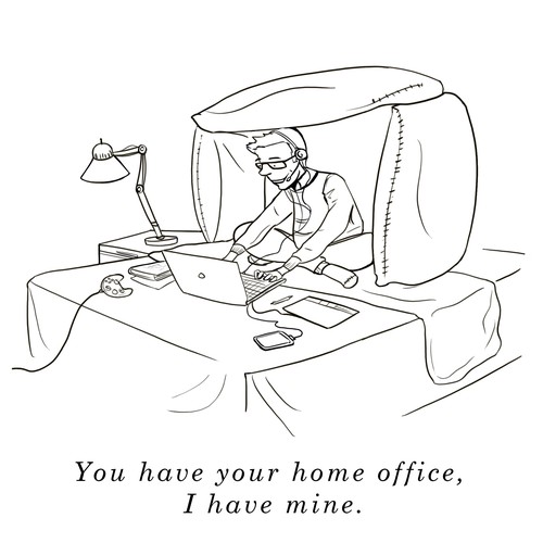 Comic artwork with the title 'Small busines owner cartoon'