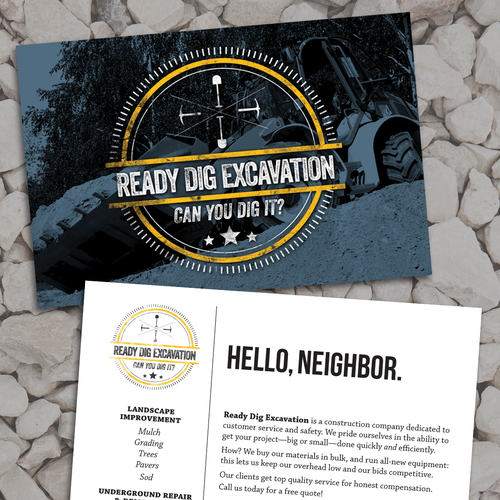 Rugged design with the title 'Artsy, Illustrative Service Postcard'