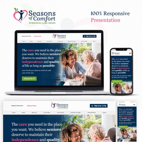 Nurse design with the title 'Seasons of Comfort Website'