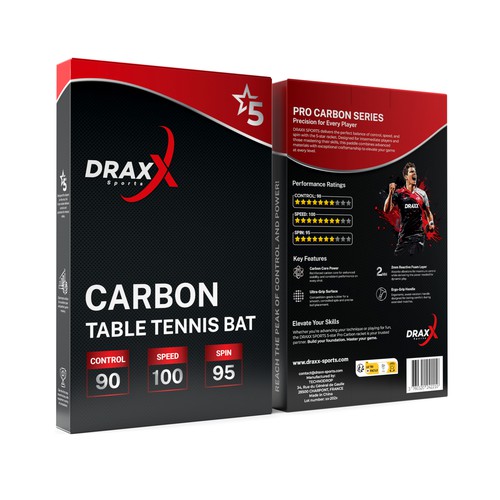 Bold packaging with the title 'Modern box design for a table tennis racket'