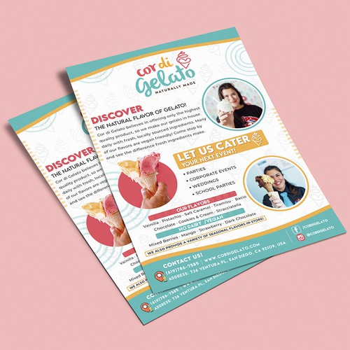 Ice cream shop design with the title 'Gelato shop - Flyer proposal'