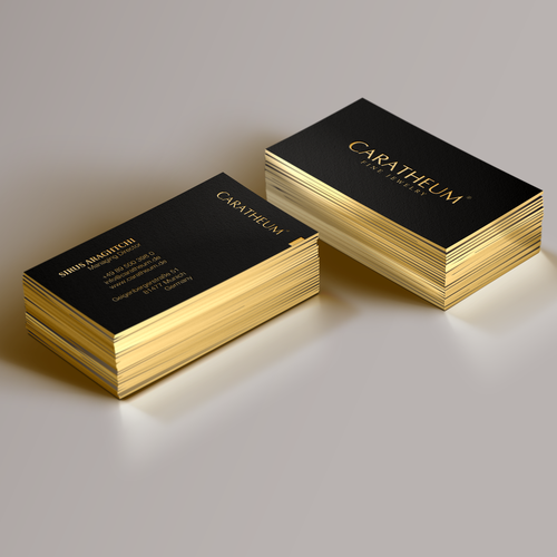 Gold foil design with the title 'Expensive and Elegant Business Card'