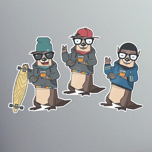 Otter design with the title 'Whiskey and Otters and Nerds!'