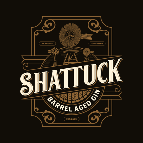 Windmill design with the title 'logo design for distillery'