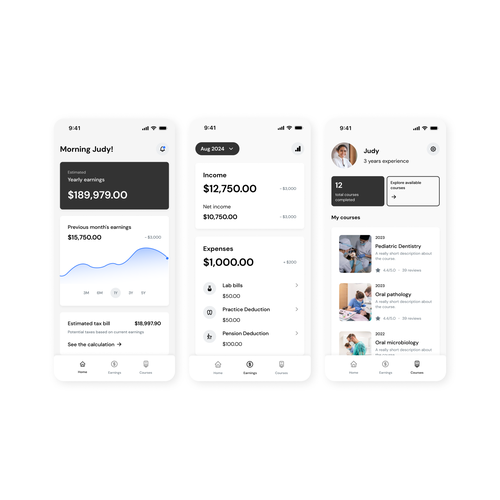 Intuitive design with the title 'Mobile app design for financial management'