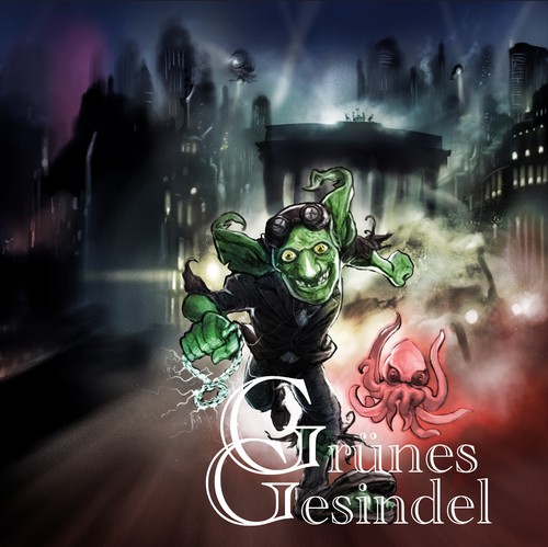 Steampunk book cover with the title 'Cover design for a Steam-punk fantasy novel'