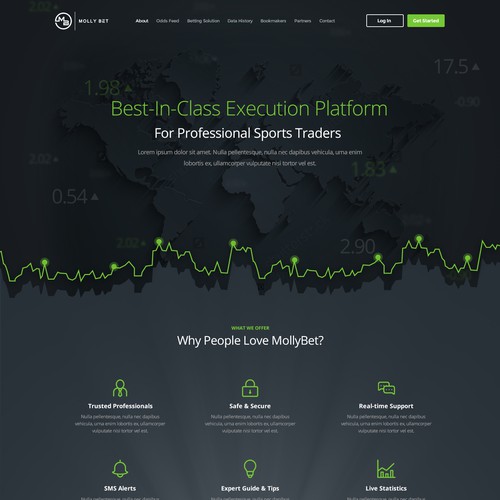Analytics website with the title 'Molly Bet Website'