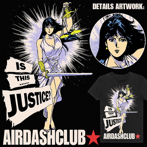 Anime artwork with the title 'Justice Lady'