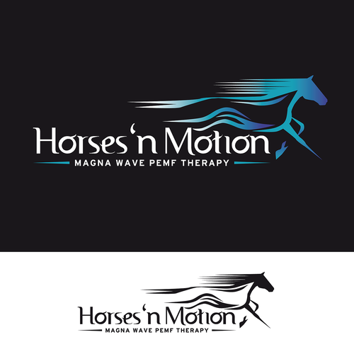 Equestrian design with the title 'Unique equine logo showing motion'