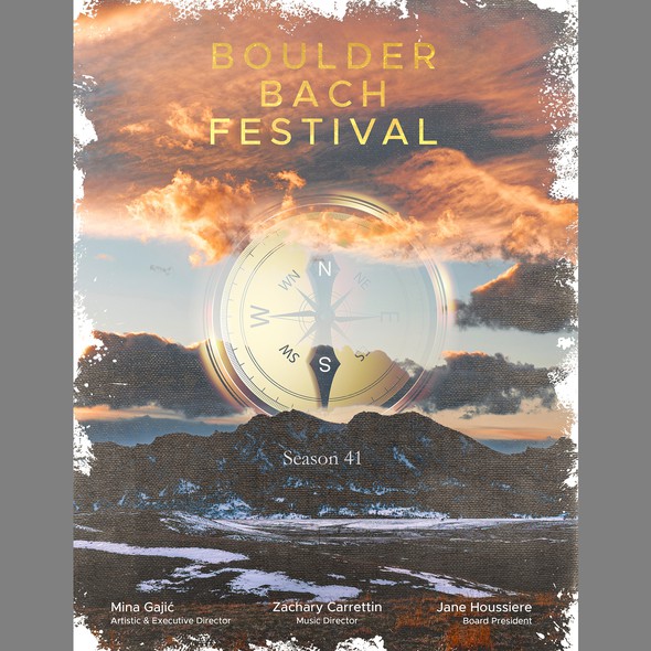 Classical music design with the title 'Music Festival Poster - Boulder Bach Festival'