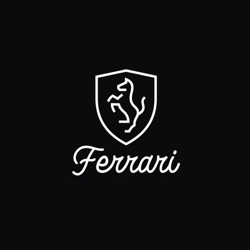 Sketching logo with the title 'Ferrari Logo Re-Imagined in a sketch Minimalist Style'