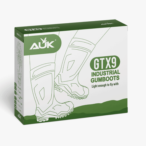 Sober design with the title 'Work boots packaging'