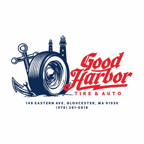 Garage logo with the title 'Good Harbor Tire & Auto'