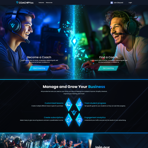 Video game design with the title 'Coachify'