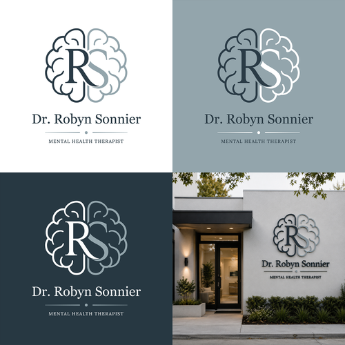 Brain logo with the title 'Mental health therapist logo design'