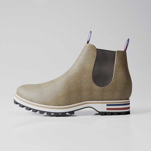 Shoe design with the title 'Réalisation de visuels 3D pour chaussures de luxe'