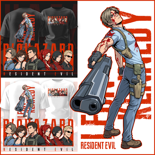 Merchandise artwork with the title 'Resident Evil T-shirt Design'