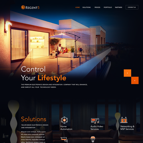 Dark website with the title 'Regent 5 design'