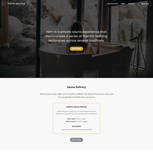 Luxury website with the title 'hom sauna website creation'
