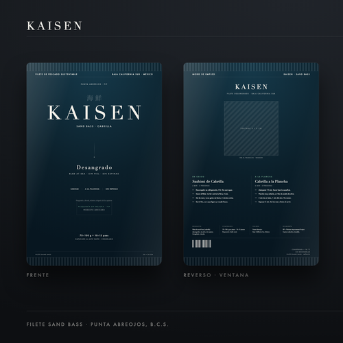 Editorial design with the title 'Kaisen — menu and the note on photography'